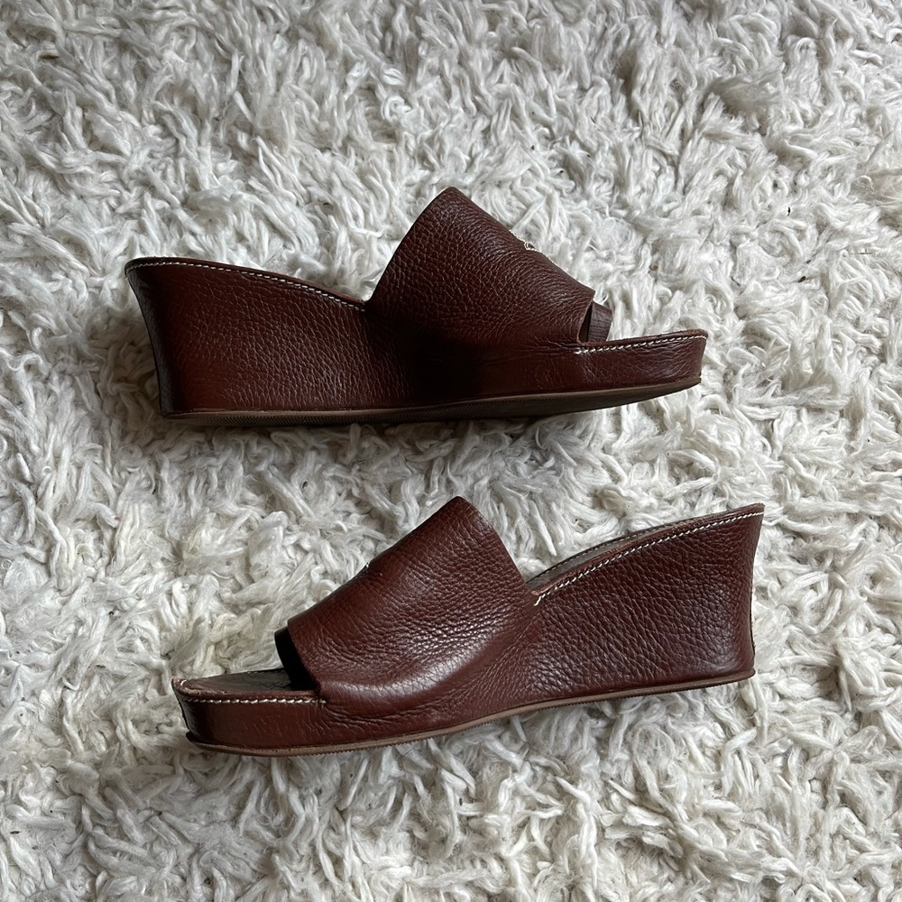 Cole‎ Haan country brown leather wedge sandals - Picture 6 of 8